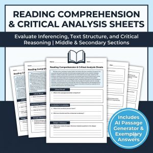Reading Comprehension & Critical Analysis Sheets